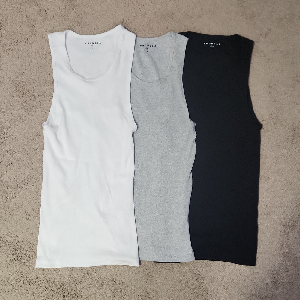 YoungLA Tank Top Wife Lovers 3-pack Sz L White, Grey, Black #340